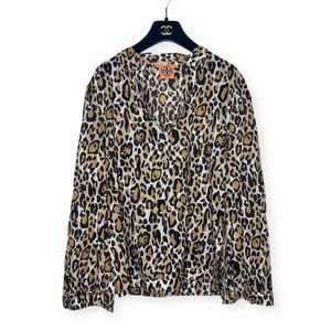 Tory Burch Long Sleeve Leopard Blouse Shirt Sz Small 4